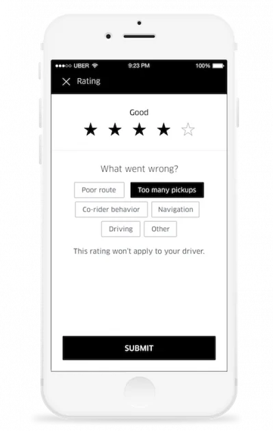 Uber rating screen