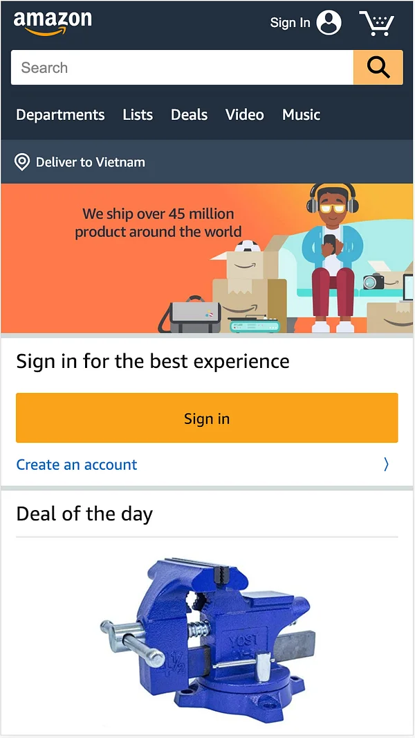 Amazon sử dụng Hero Image