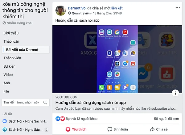 A blind vlogger sharing how to use SachNoiApp