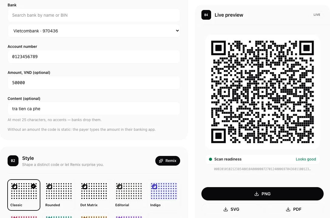 How to create a VietQR code to get paid, free and without an app